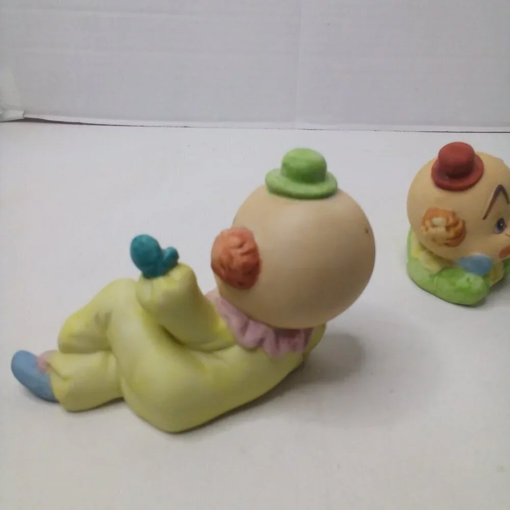 Vintage Ceramic Baby Clowns Lot of 3 Figurine Painted Shelf Sitter